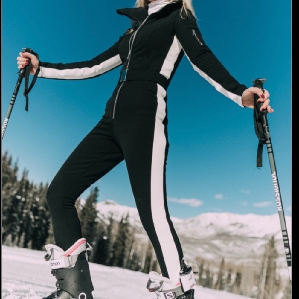 CORDOVA Signature Striped Belted Ski Suit Jumpsuit – Onyx (SOLD OUT)